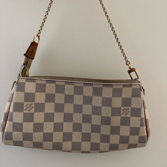 LOUIS VUITTON DAMIER AZUR EVA shoulder bag checked coated natural Vachetta - Picture 7 of 12